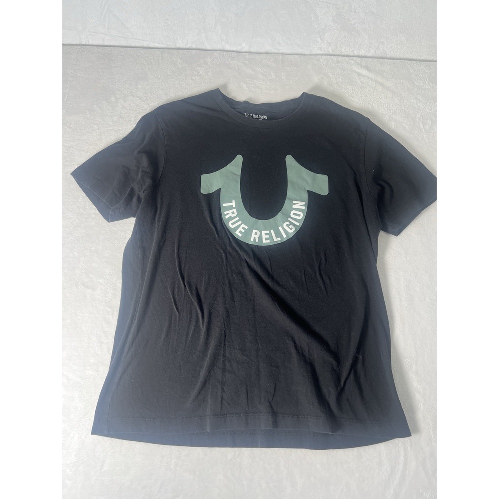 True Religion Shirt Mens XL Black Cotton Short Sleeve Crew Neck Graphic Tee